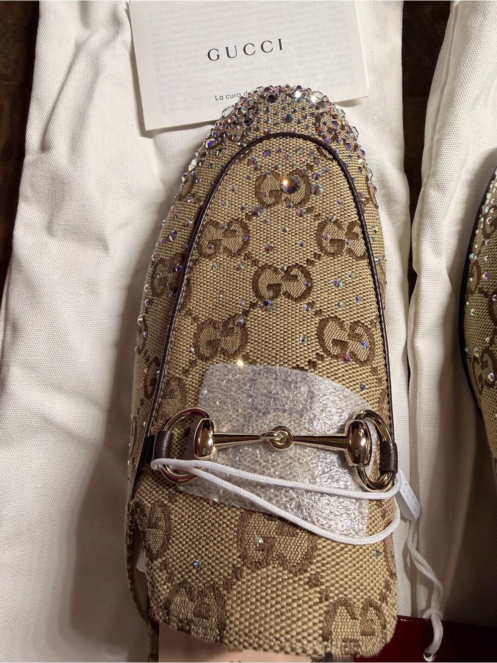 Gucci Beige & Brown GG Canvas Backless Mule with Gold Horsebit - Picture 4 of 9